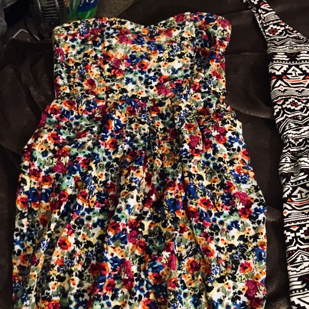 Strapless Floral Dress